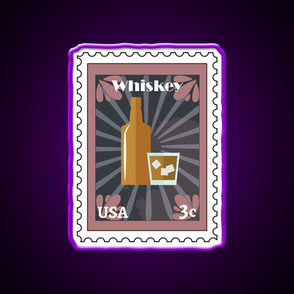 Whiskey Stamp Whiskey Drink Bar Led Neon Sign Rgb Color