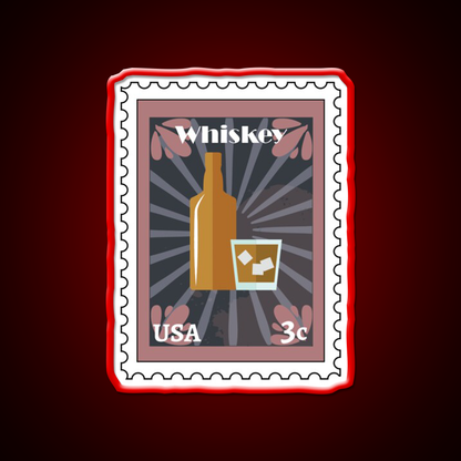 Whiskey Stamp Whiskey Drink Bar Led Neon Sign Rgb Color