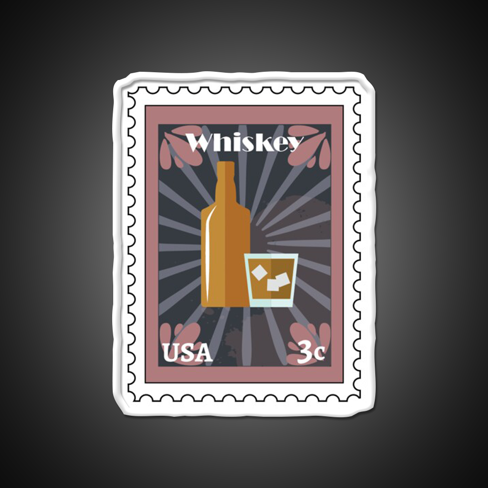 Whiskey Stamp Whiskey Drink Bar Led Neon Sign Rgb Color