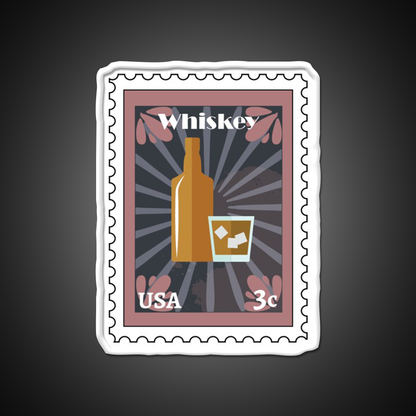 Whiskey Stamp Whiskey Drink Bar Led Neon Sign Rgb Color