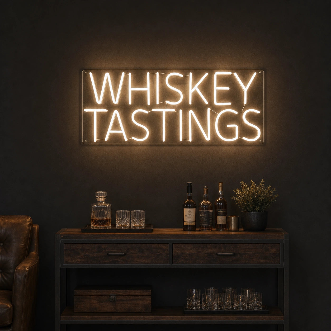 Whiskey Tastings LED Neon Sign size image