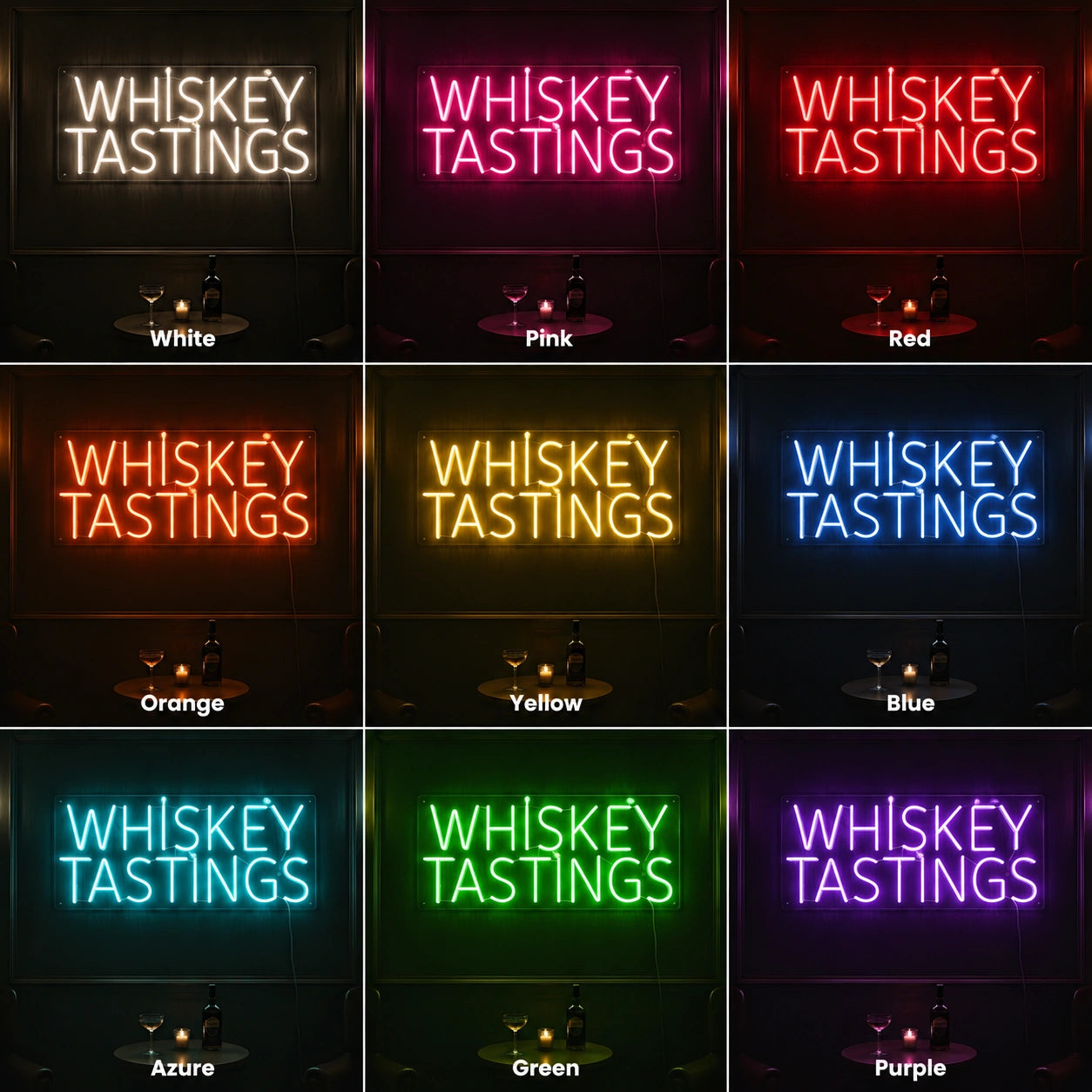 Whiskey Tastings Neon Sign LED Neon Sign color grid
