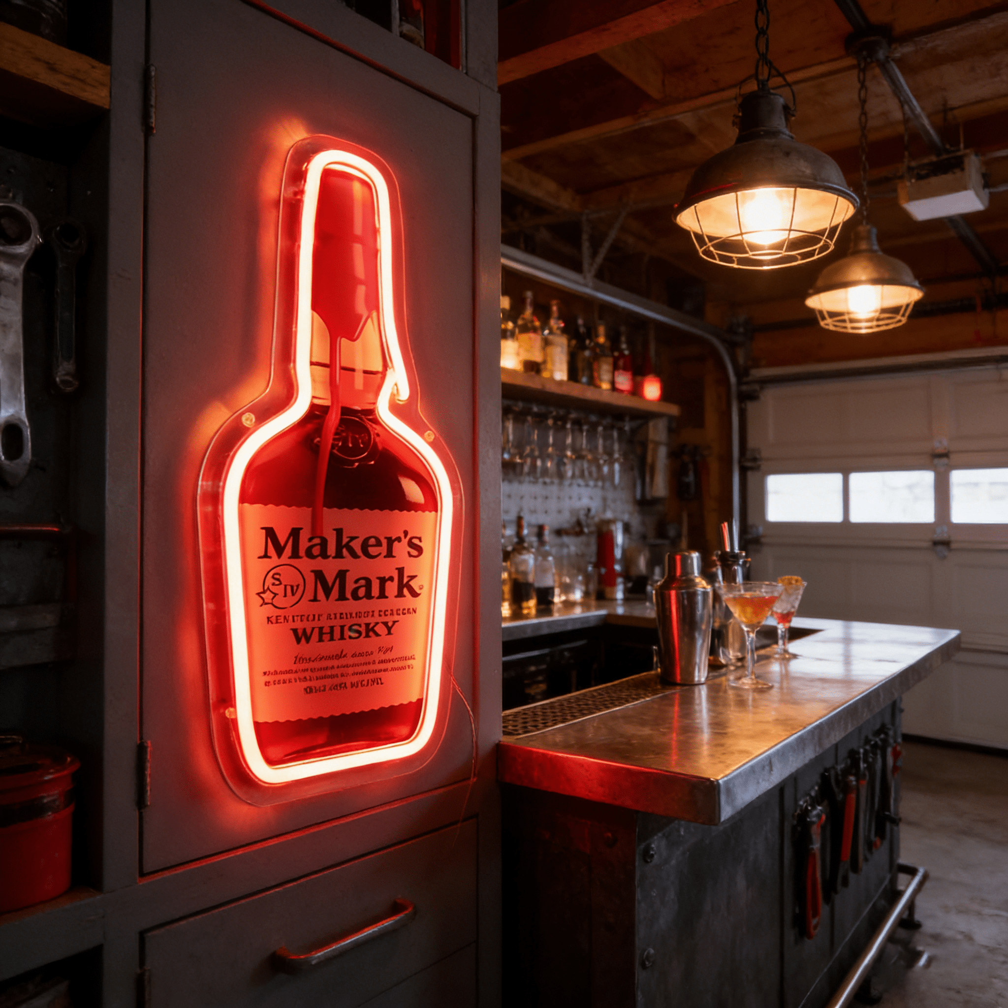 Whiskey USB LED Neon Sign - Bourbon Bar Light for Man Cave & Home Wall Decor - Shineneon