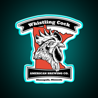 Whistling Cock American Brewing Mn Beer Bar Decor Led Neon Sign Rgb Color - Size and dimension reference