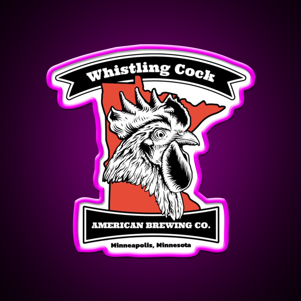 Whistling Cock American Brewing Mn Beer Bar Decor Led Neon Sign Rgb Color - Neon sign mounted on wall in room