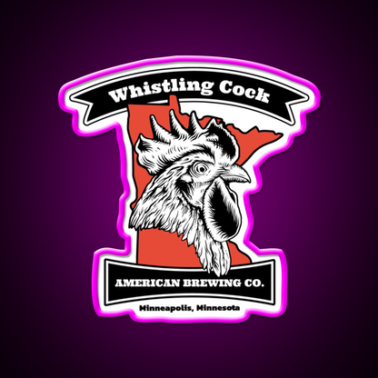 Whistling Cock American Brewing Mn Beer Bar Decor Led Neon Sign Rgb Color - Neon sign mounted on wall in room