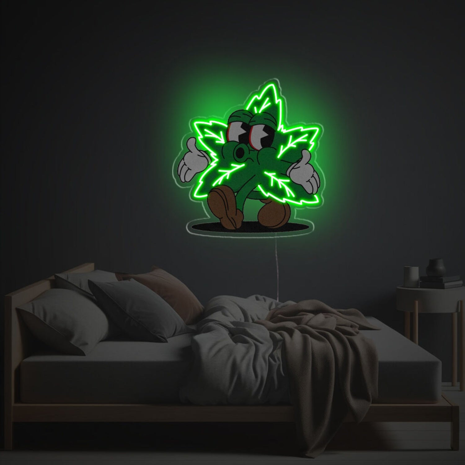 Whistling Green Leave Guy Led Neon Acrylic Artwork | Shineneon