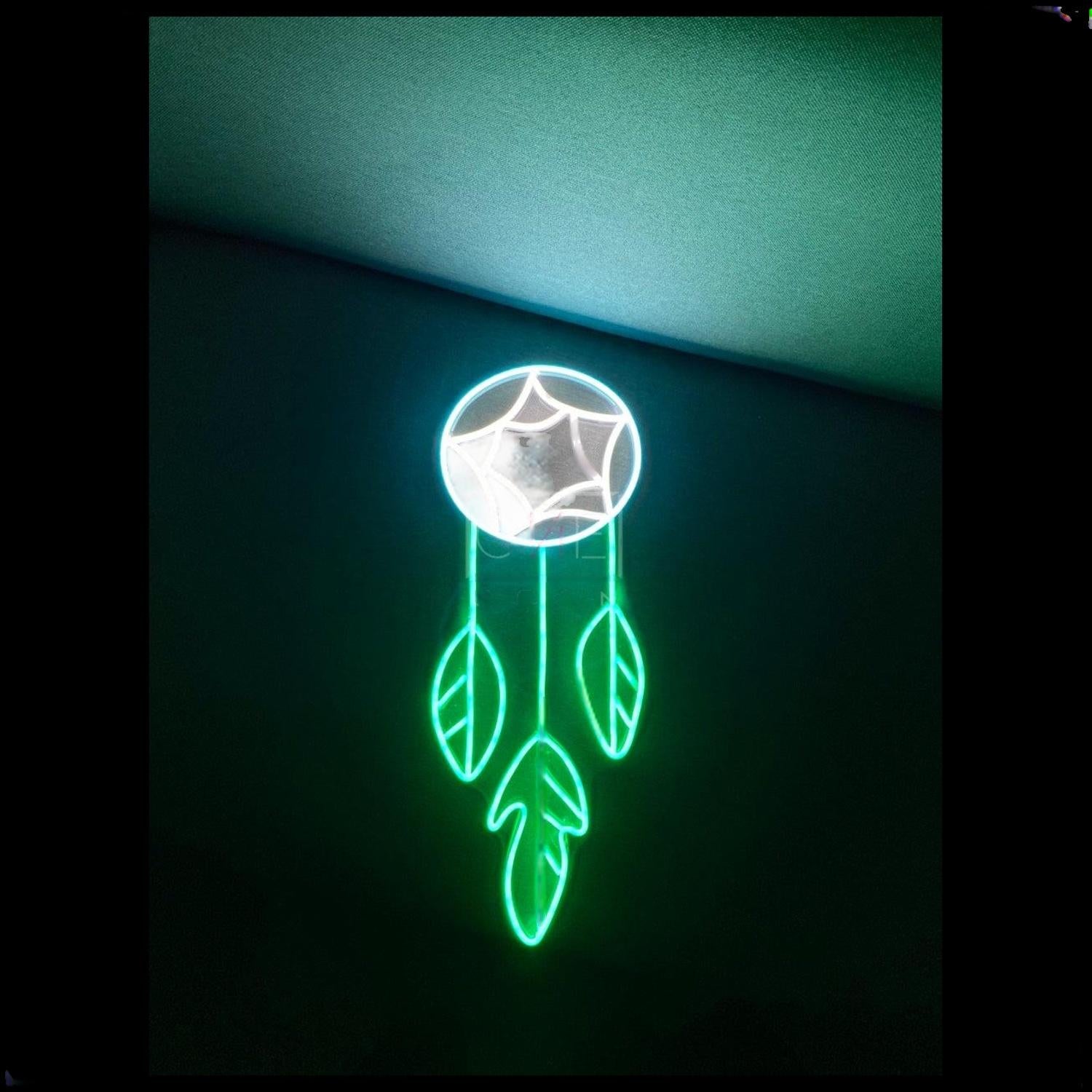 White And Green Dream Catcher Led Neon Sign For Indoor Decor | Shineneon