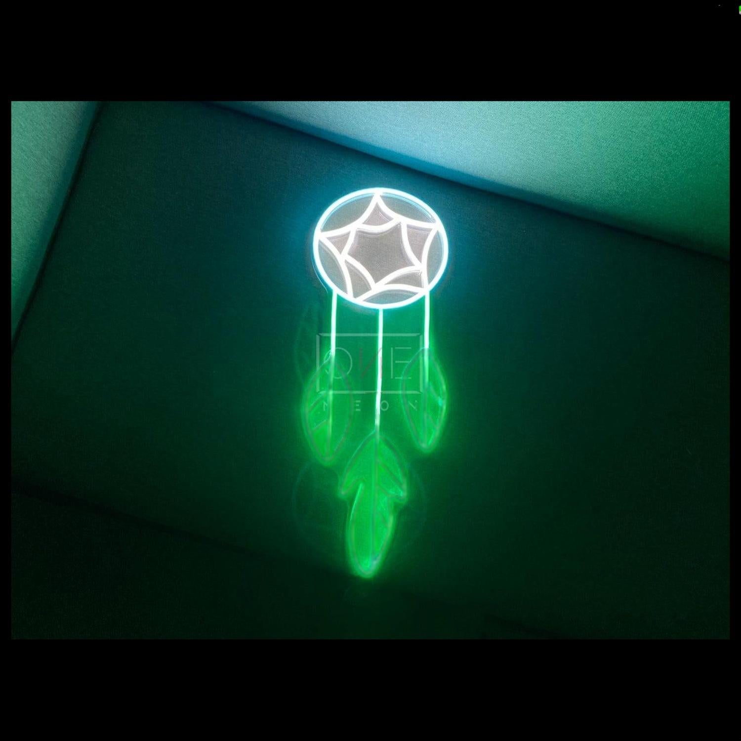 White And Green Dream Catcher Led Neon Sign For Indoor Decor | Shineneon