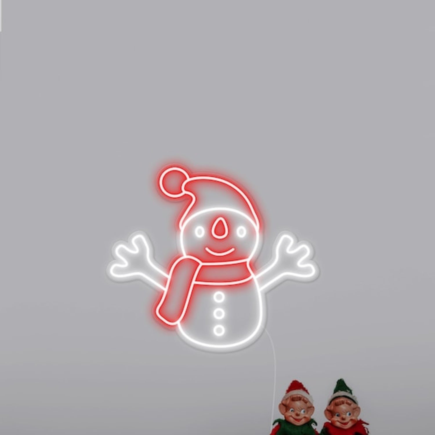 White And Red Snowman Led Neon Sign Wall Art | Shineneon