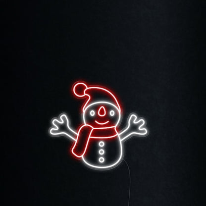 White And Red Snowman Led Neon Sign Wall Art | Shineneon