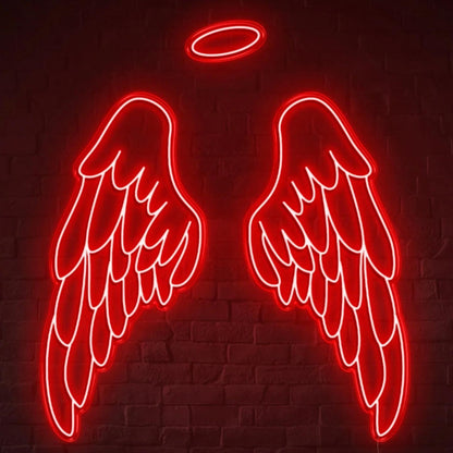 White Angel Wings With Halo Led Neon Sign For Modern Home Cafe Decor | Shineneon
