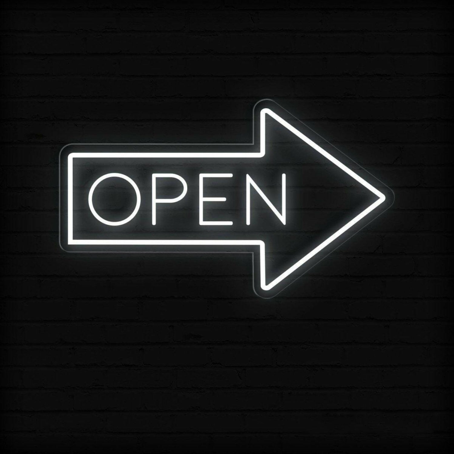 White Arrow Open Led Neon Sign For Shop Cafe Restaurant Entrance | Shineneon