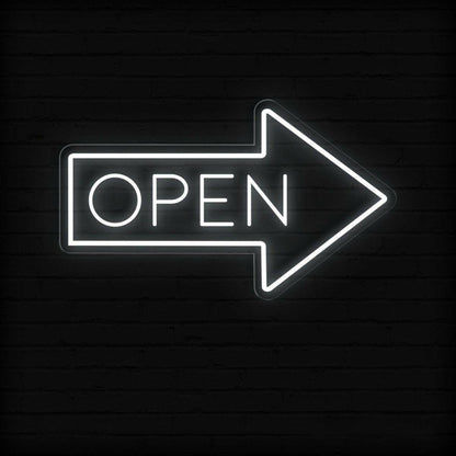 White Arrow Open Led Neon Sign For Shop Cafe Restaurant Entrance | Shineneon