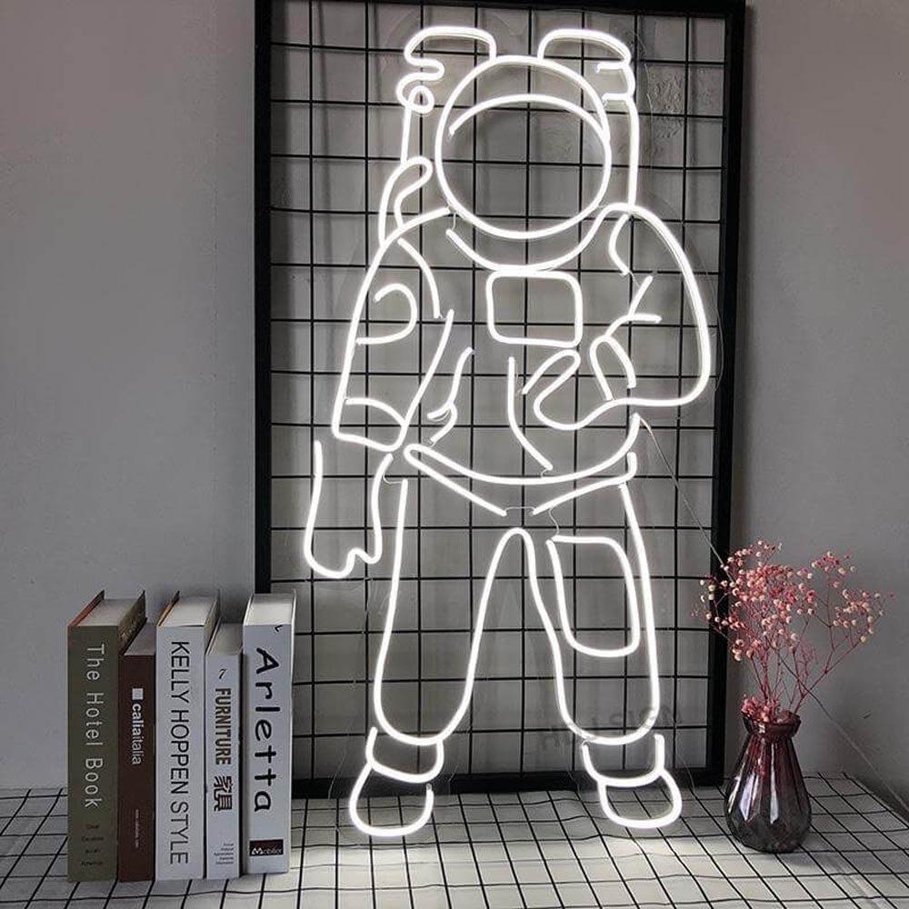 White Astronaut Led Neon Sign For Modern Home And Cafe Decor | Shineneon