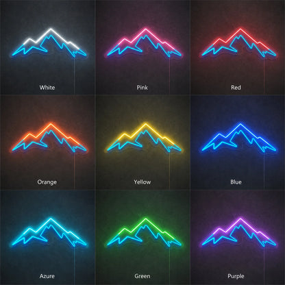 White Blue Mountain Range Neon Sign LED Neon Sign color grid