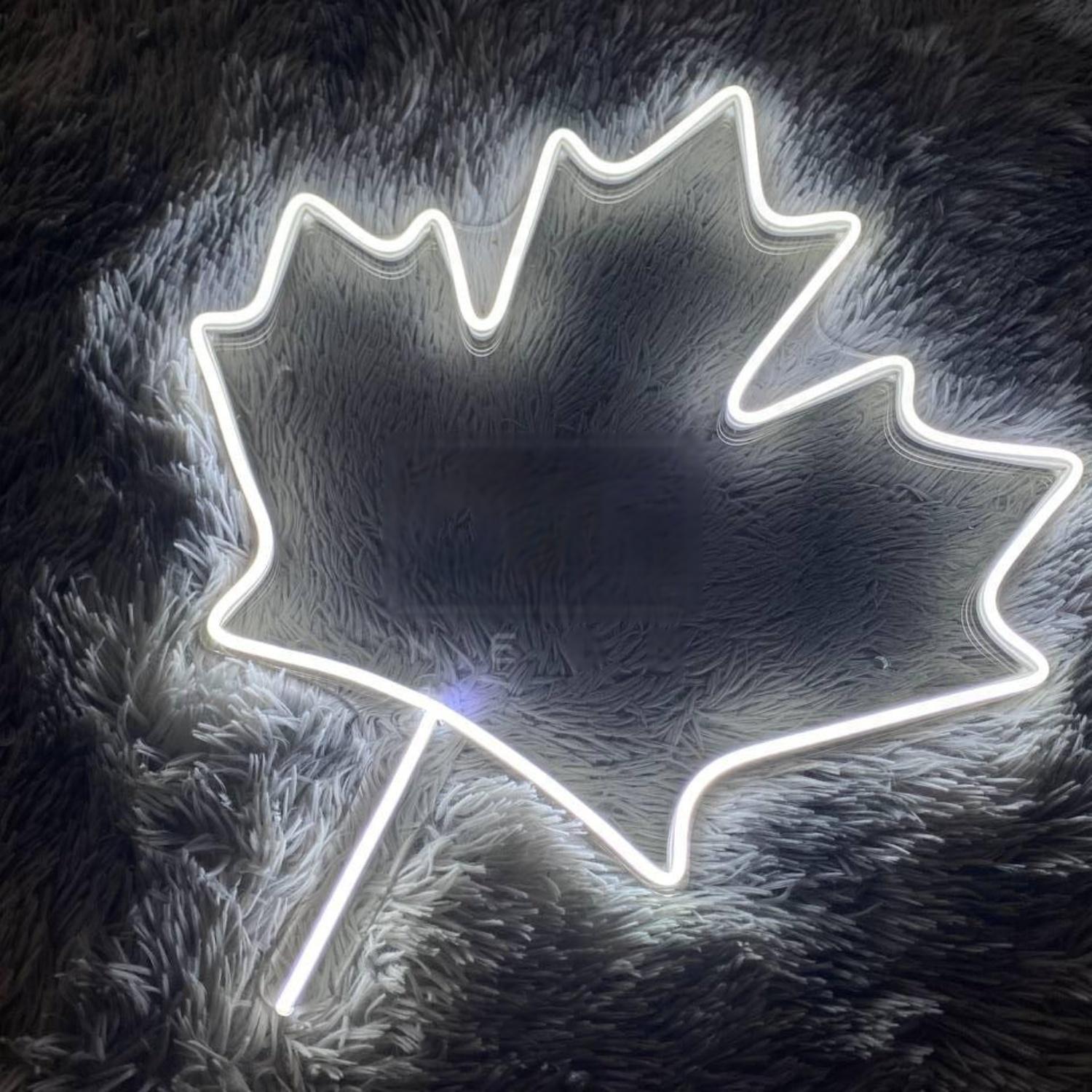 White Canadian Maple Leaf Led Neon Sign For Home Decor | Shineneon