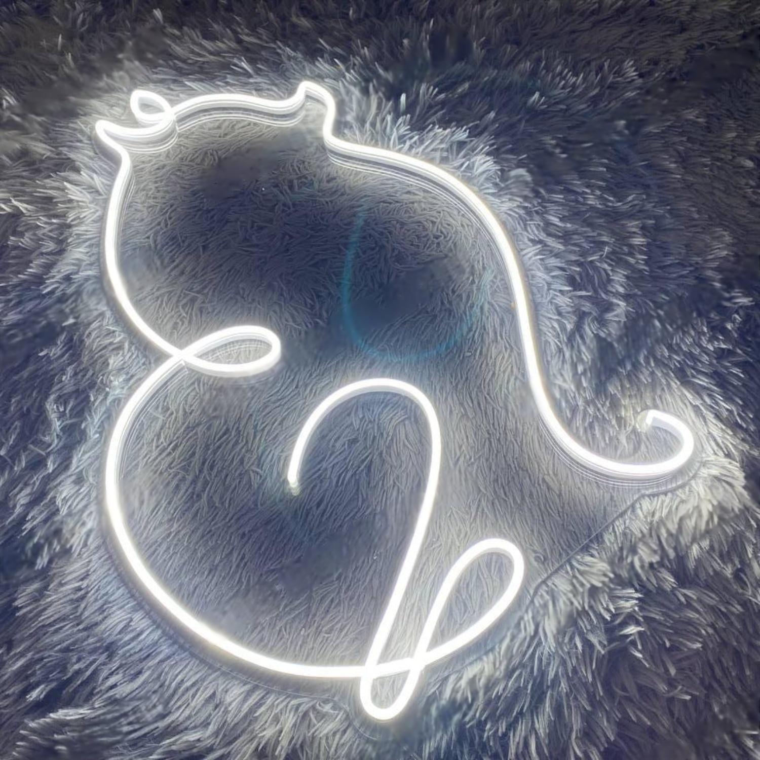 White Cat Line Art Led Neon Sign Indoor Decor | Shineneon