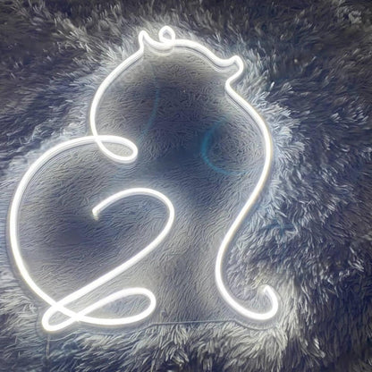 White Cat Line Art Led Neon Sign Indoor Decor | Shineneon