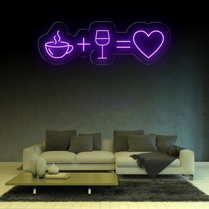 White Coffee Wine Heart Led Neon Sign For Cafe Bar Home Decor | Shineneon