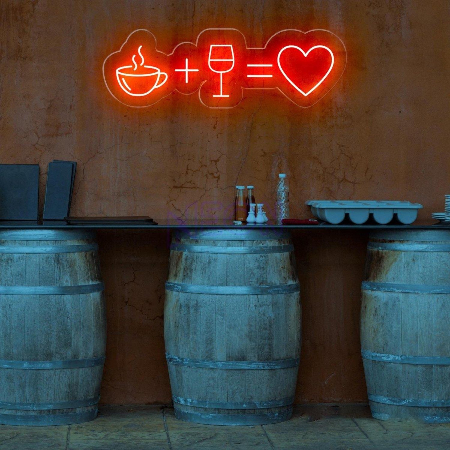 White Coffee Wine Heart Led Neon Sign For Cafe Bar Home Decor | Shineneon