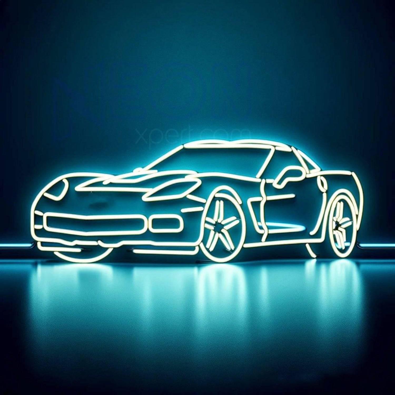 White Corvette Outline Led Neon Sign Auto-Themed Wall Art | Shineneon