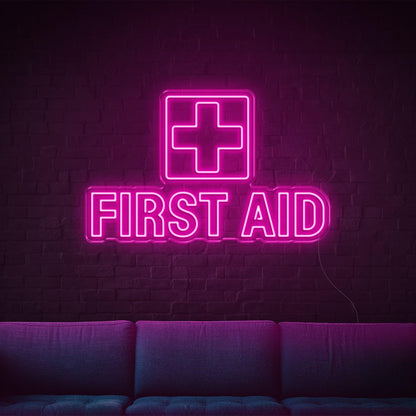 White Cross First Aid Led Neon Sign For Indoor Emergency Stations | Shineneon