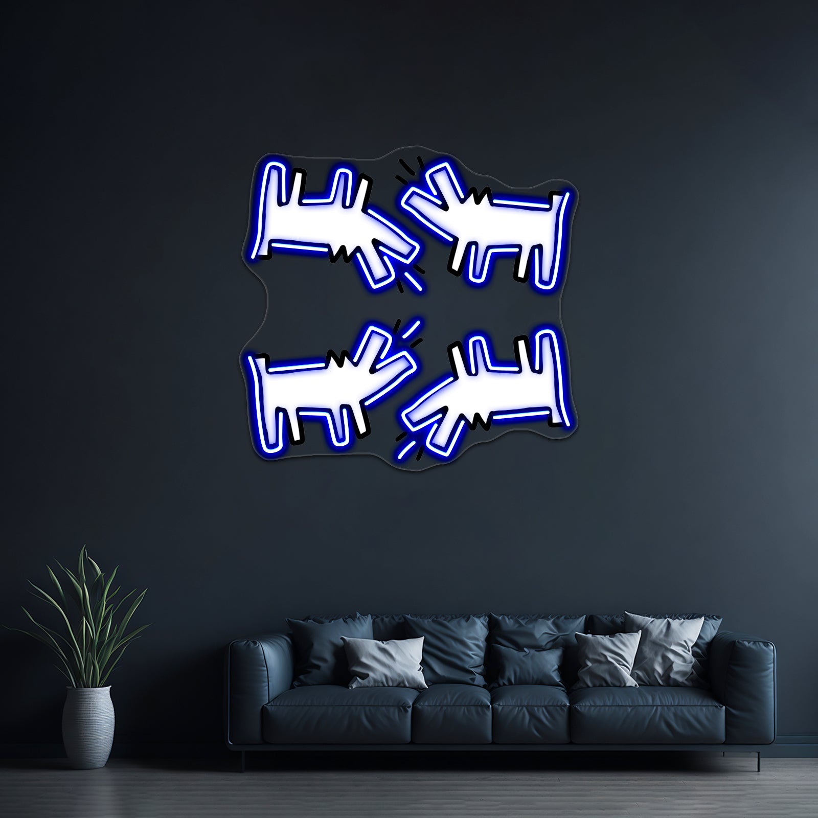 White Dog Pattern Artwork Neon Signs Custom | Shineneon