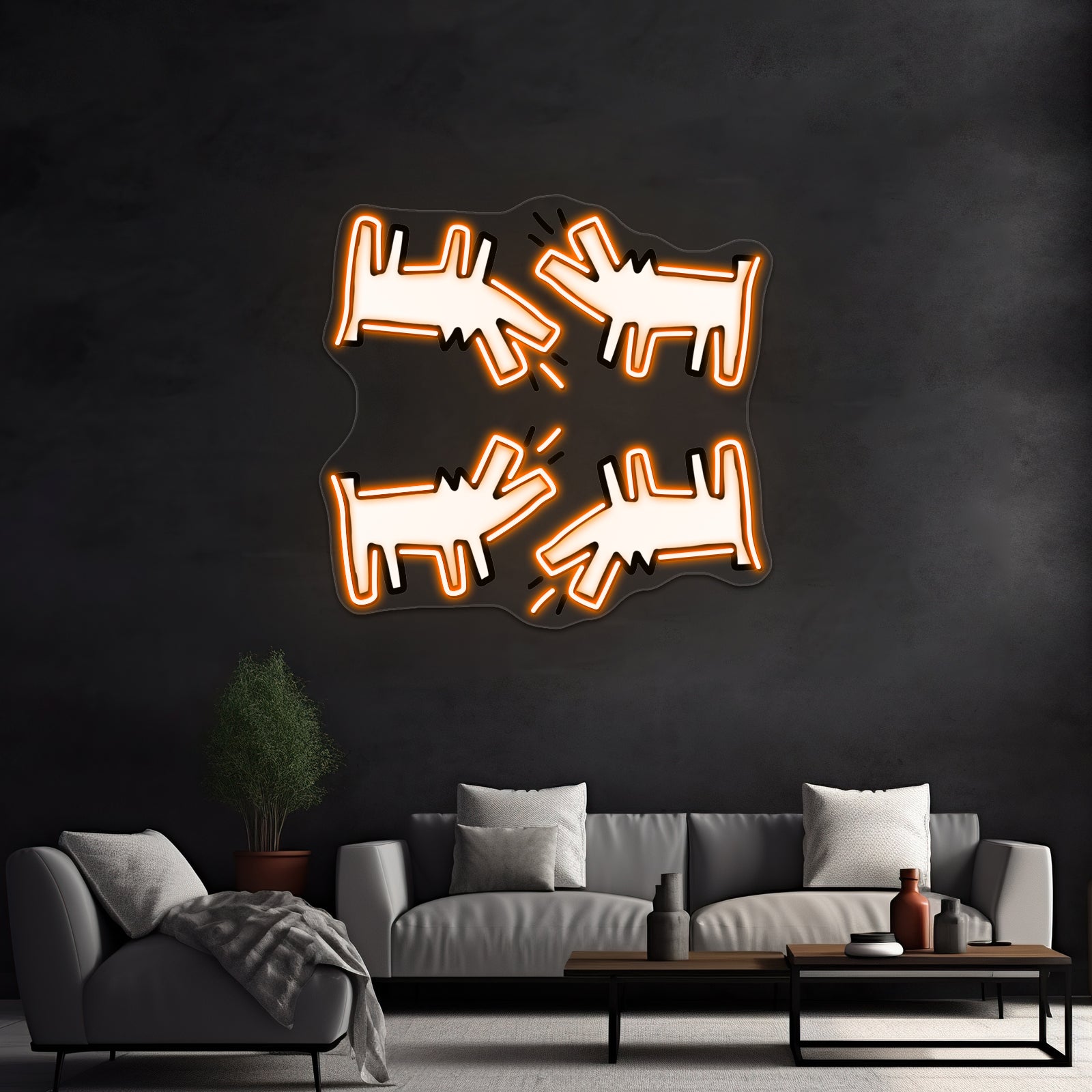 White Dog Pattern Artwork Neon Signs Custom | Shineneon