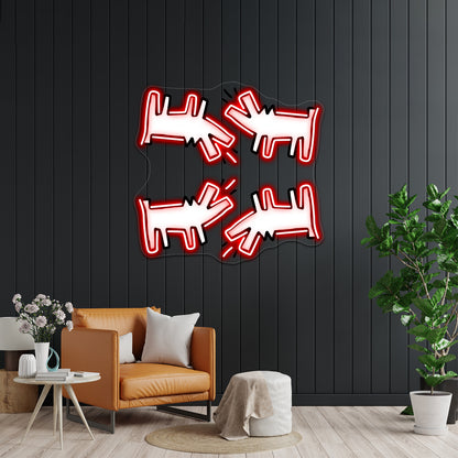White Dog Pattern Artwork Neon Signs Custom | Shineneon