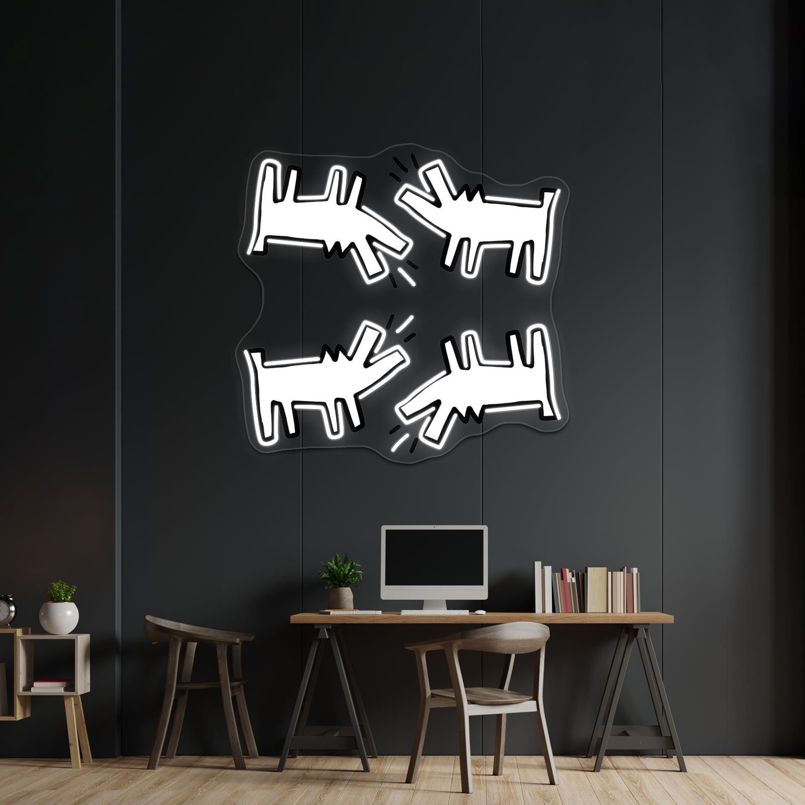 White Dog Pattern Artwork Neon Signs Custom | Shineneon