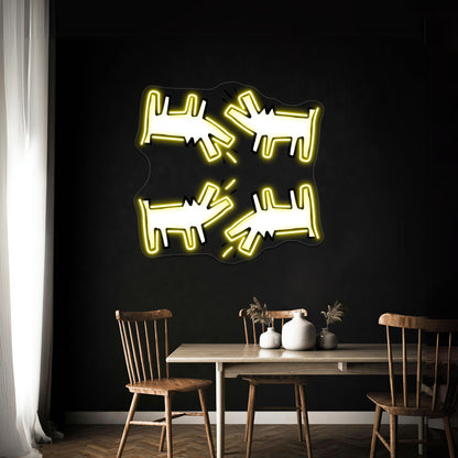 White Dog Pattern Artwork Neon Signs Custom | Shineneon