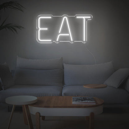 White Eat Led Neon Sign For Modern Kitchen Dining Room Decor | Shineneon