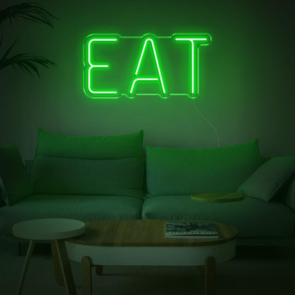 White Eat Led Neon Sign For Modern Kitchen Dining Room Decor | Shineneon