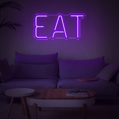 White Eat Led Neon Sign For Modern Kitchen Dining Room Decor | Shineneon