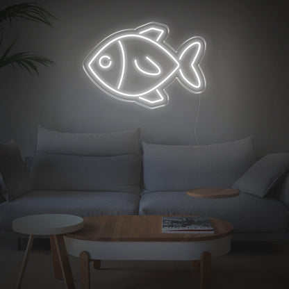 White Fish Led Neon Sign For Minimalist Living Room Decor | Shineneon