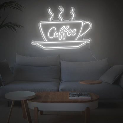 White-Glow Coffee Cup Led Neon Sign Modern Cafe Home Decor | Shineneon