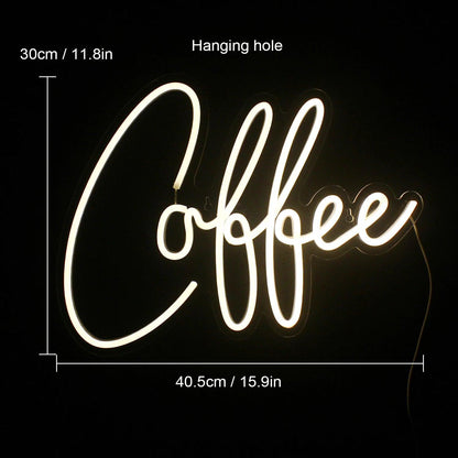 White Glow Coffee Led Neon Sign Cafe Decor Home Bar | Shineneon