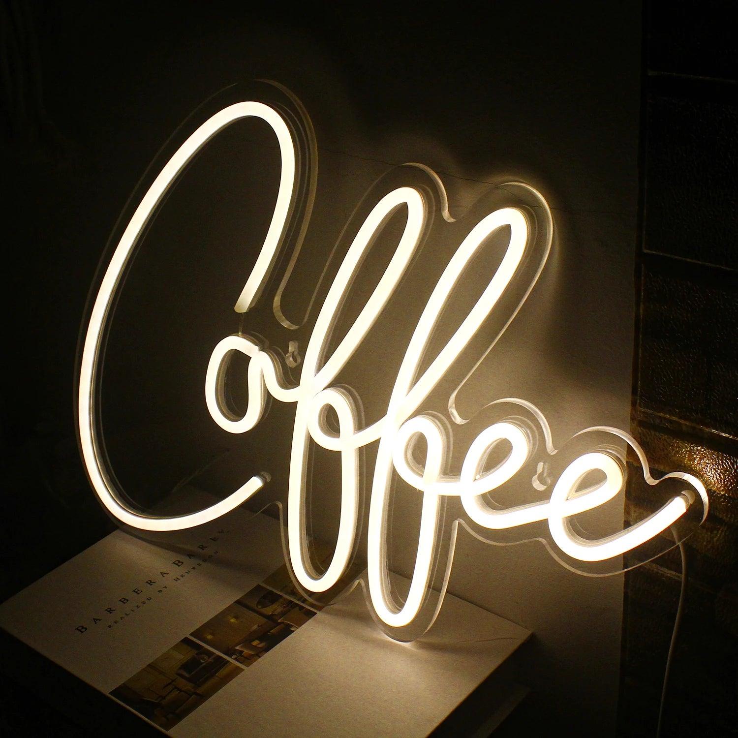 White Glow Coffee Led Neon Sign Cafe Decor Home Bar | Shineneon