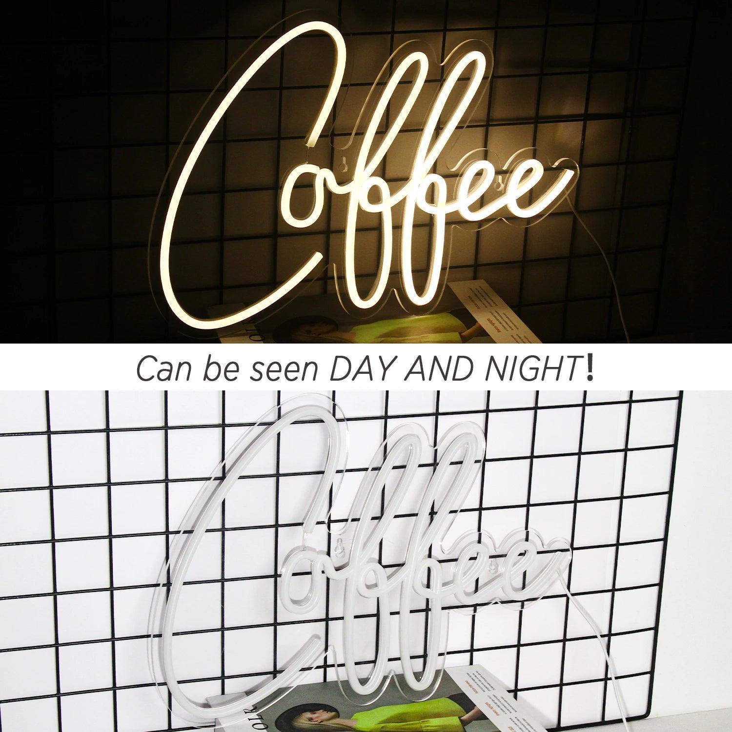 White Glow Coffee Led Neon Sign Cafe Decor Home Bar | Shineneon