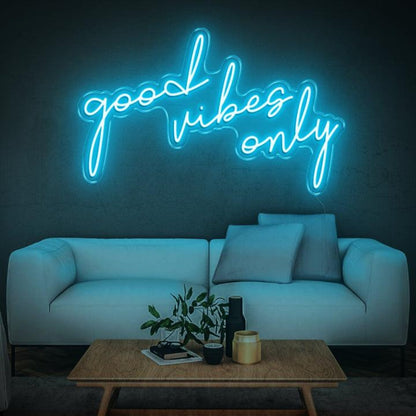 White Glow Good Vibes Only Led Neon Sign For Modern Home Decor | Shineneon