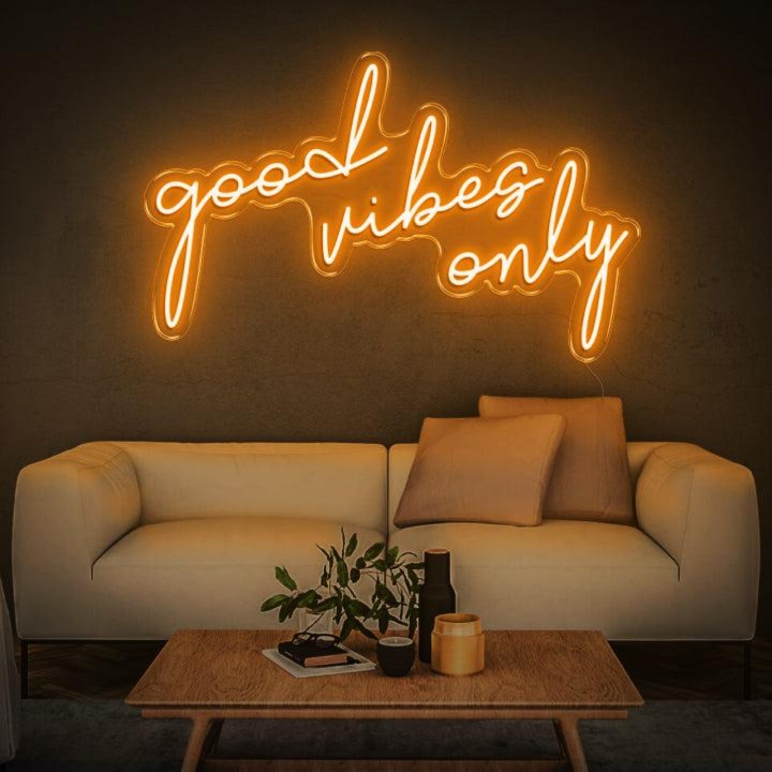 White Glow Good Vibes Only Led Neon Sign For Modern Home Decor | Shineneon