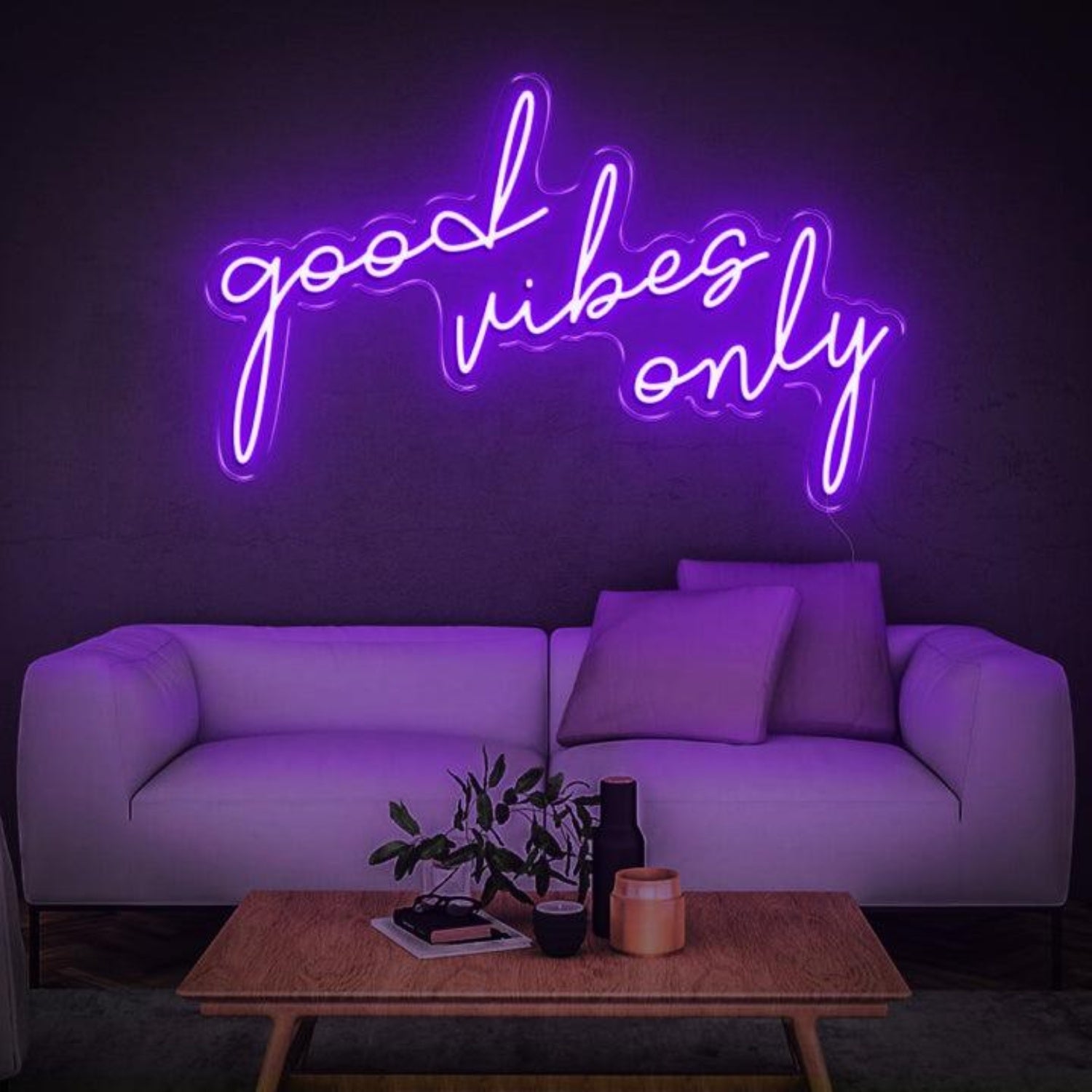 White Glow Good Vibes Only Led Neon Sign For Modern Home Decor | Shineneon
