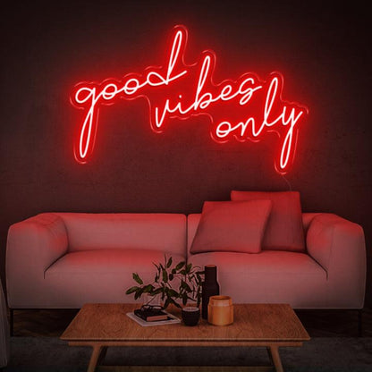 White Glow Good Vibes Only Led Neon Sign For Modern Home Decor | Shineneon