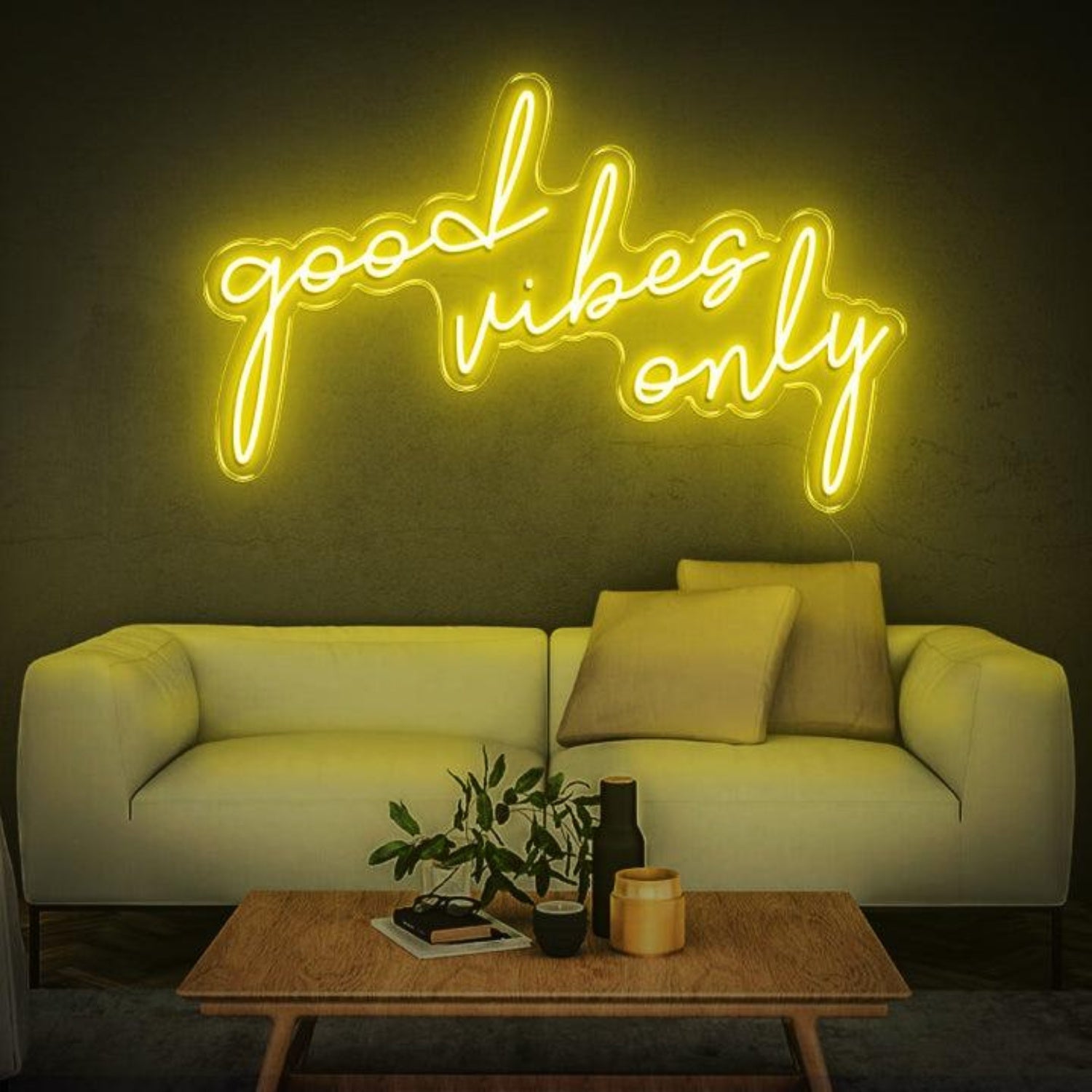 White Glow Good Vibes Only Led Neon Sign For Modern Home Decor | Shineneon