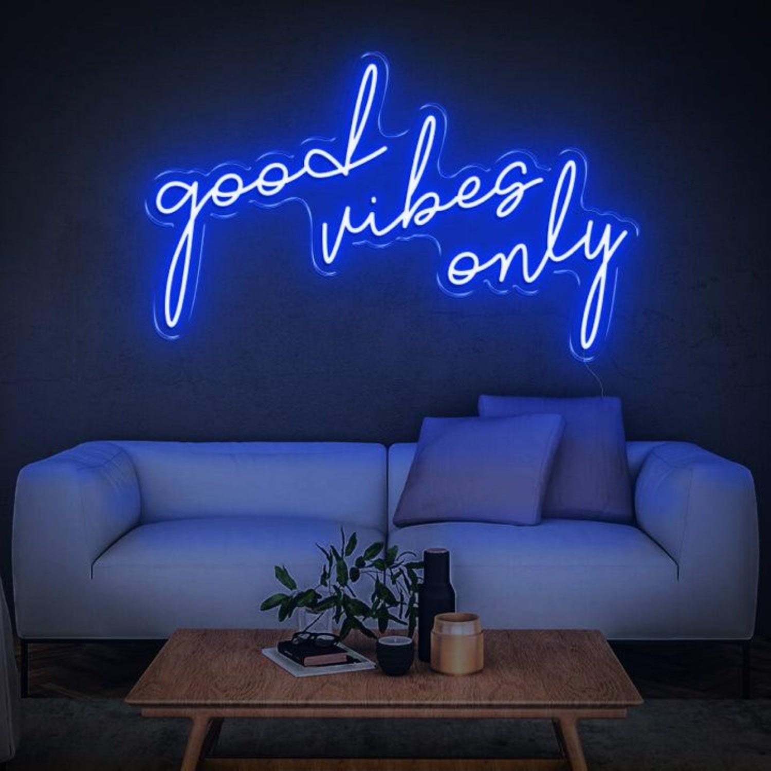 White Glow Good Vibes Only Led Neon Sign For Modern Home Decor | Shineneon