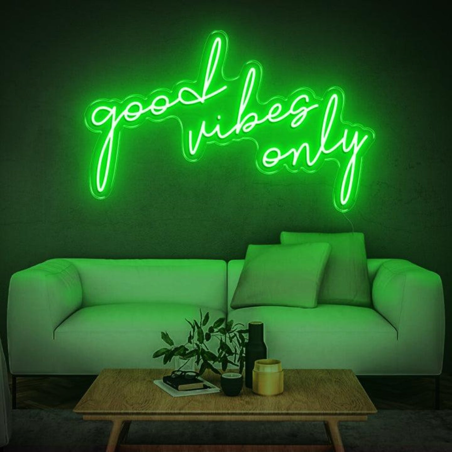 White Glow Good Vibes Only Led Neon Sign For Modern Home Decor | Shineneon