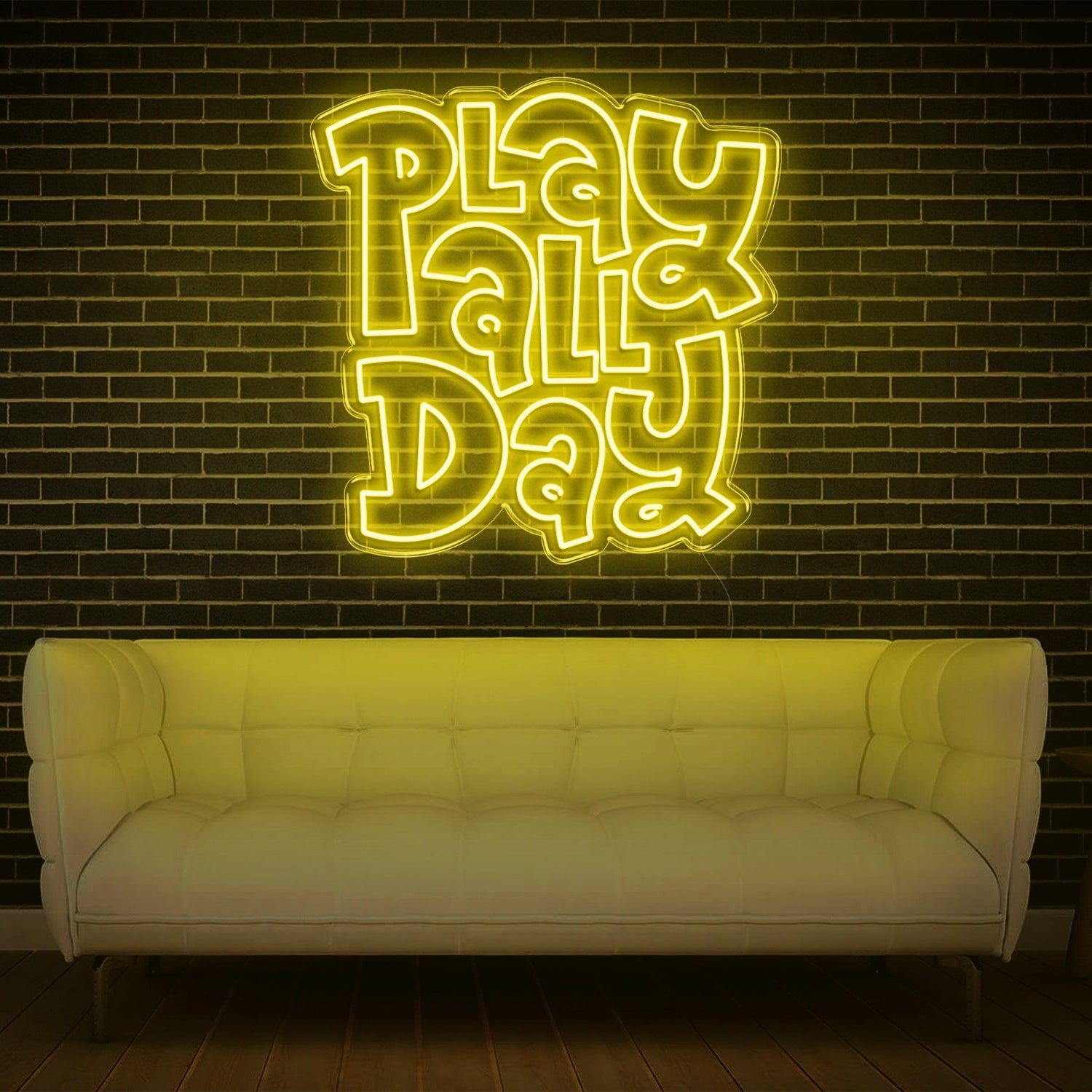 White Glow Play All Day Led Neon Sign For Modern Home Game Room Decor | Shineneon
