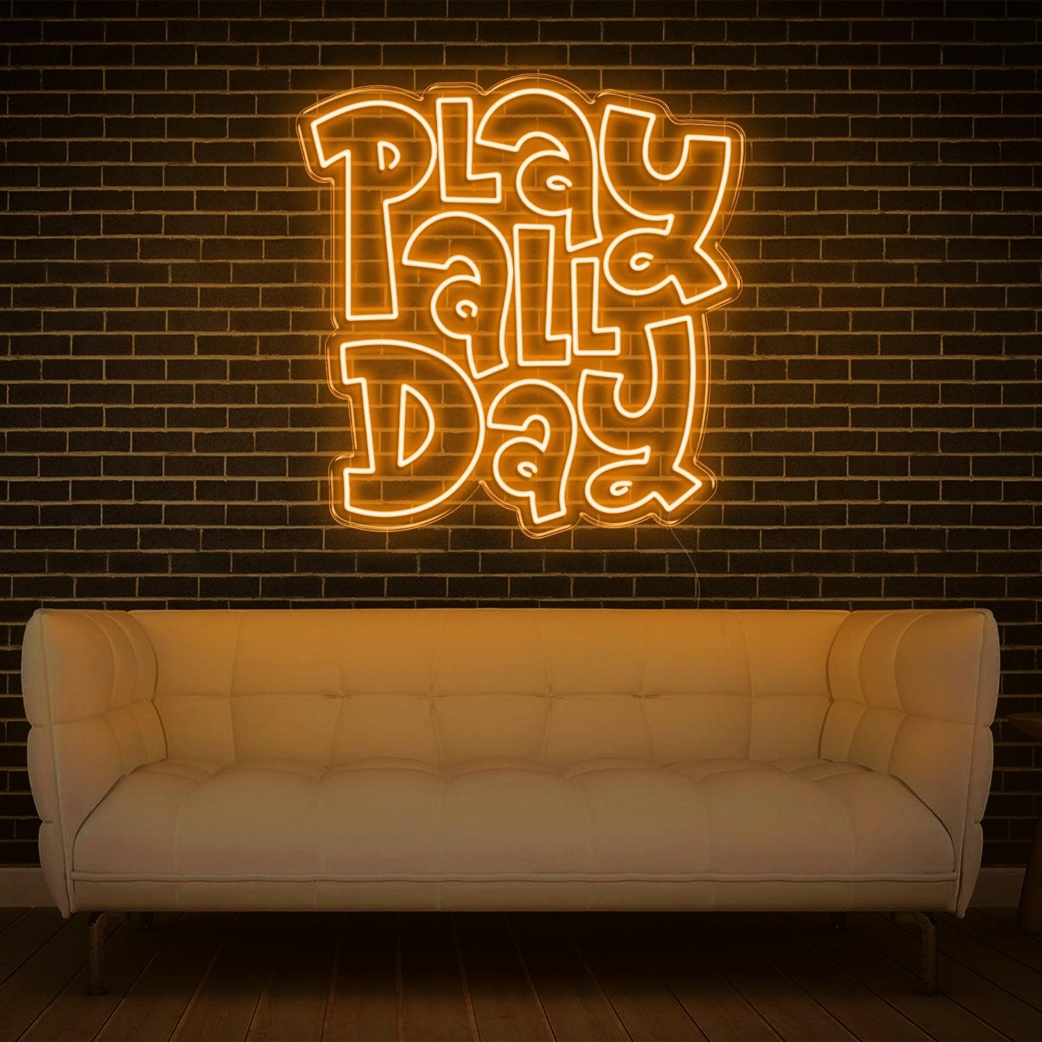 White Glow Play All Day Led Neon Sign For Modern Home Game Room Decor | Shineneon