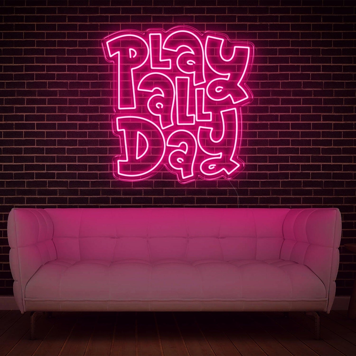 White Glow Play All Day Led Neon Sign For Modern Home Game Room Decor | Shineneon